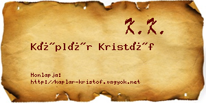 Káplár Kristóf névjegykártya