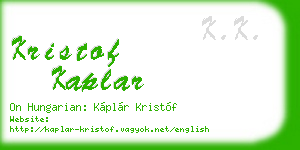 kristof kaplar business card