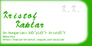 kristof kaplar business card